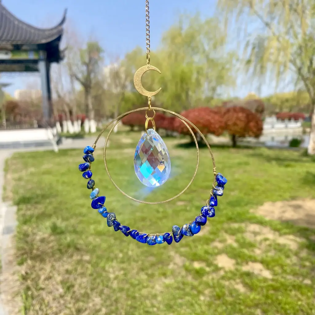 Colgante de Cristales - 2 Circulos con Cristales Lapizlazuli