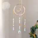 Colgante de Cristales - Círculo con Luna Adentro (Cuarzo Rosa)