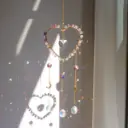 Colgante de Cristales - Corazon con Cuarzo Rosa (Grande)