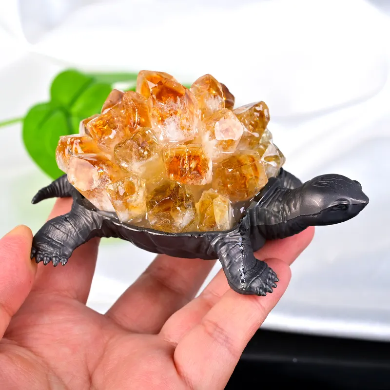 Lampara Tortuga de metal con Puntas de Citrino