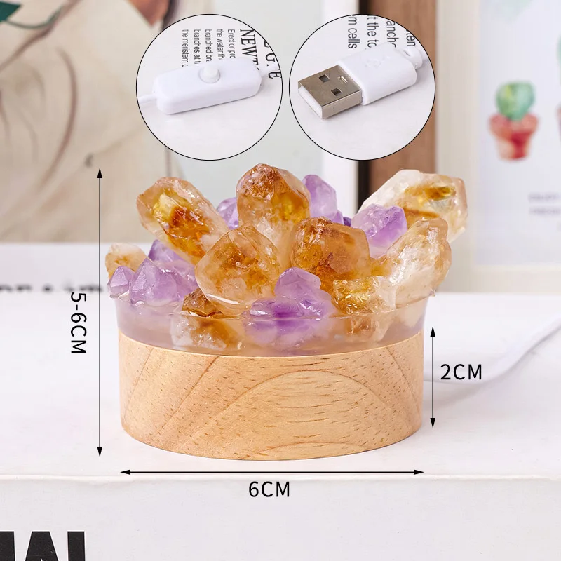 Lampara de Puntas de Cuarzo Cristal