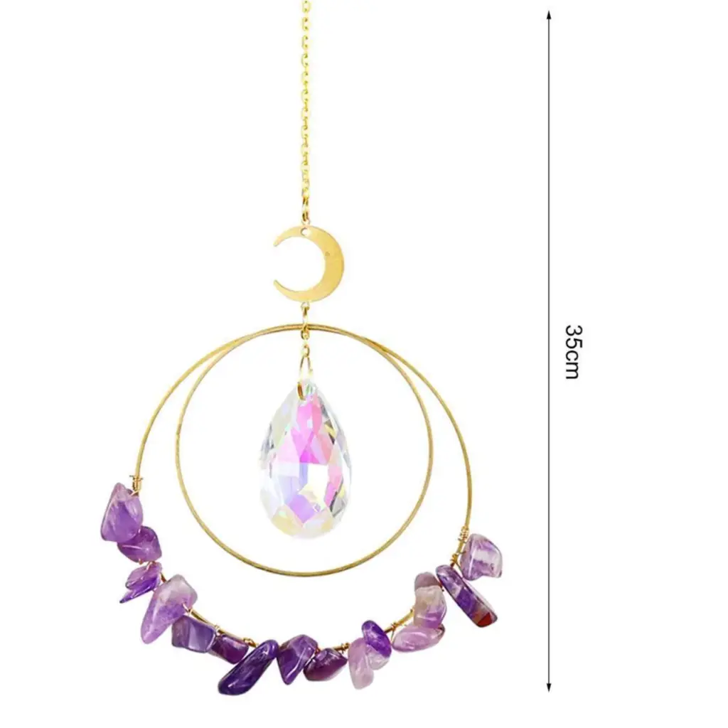 Colgante de Cristales - 2 Circulos con cristales Amatista