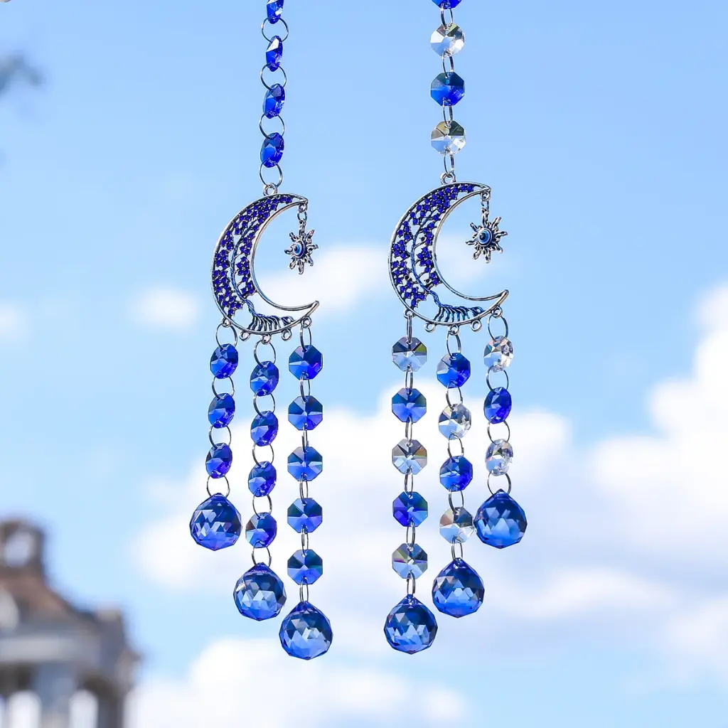 Colgante Atrapasol - Luna con Arbol Azul (Proteccion)