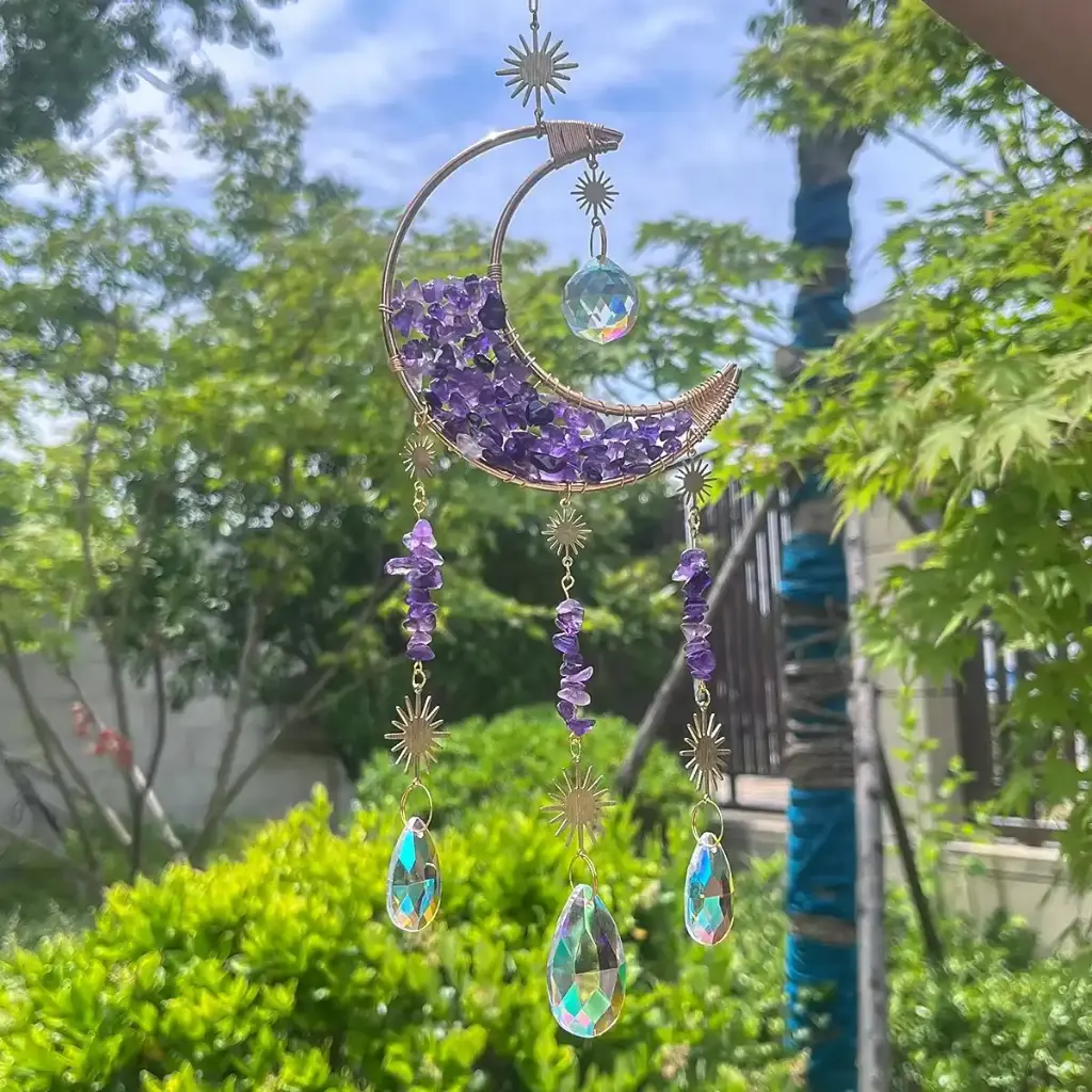 Colgante de Cristales - Luna Semillena Amatista