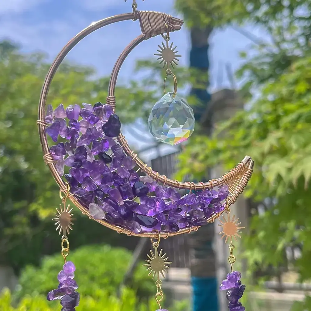 Colgante de Cristales - Luna Semillena Amatista