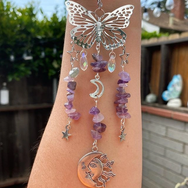 Colgante de Cristales - Mariposa Acero Inox.