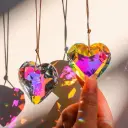 Atrapasol Corazon de vidrio Tornasolado grande (4,5cm) 