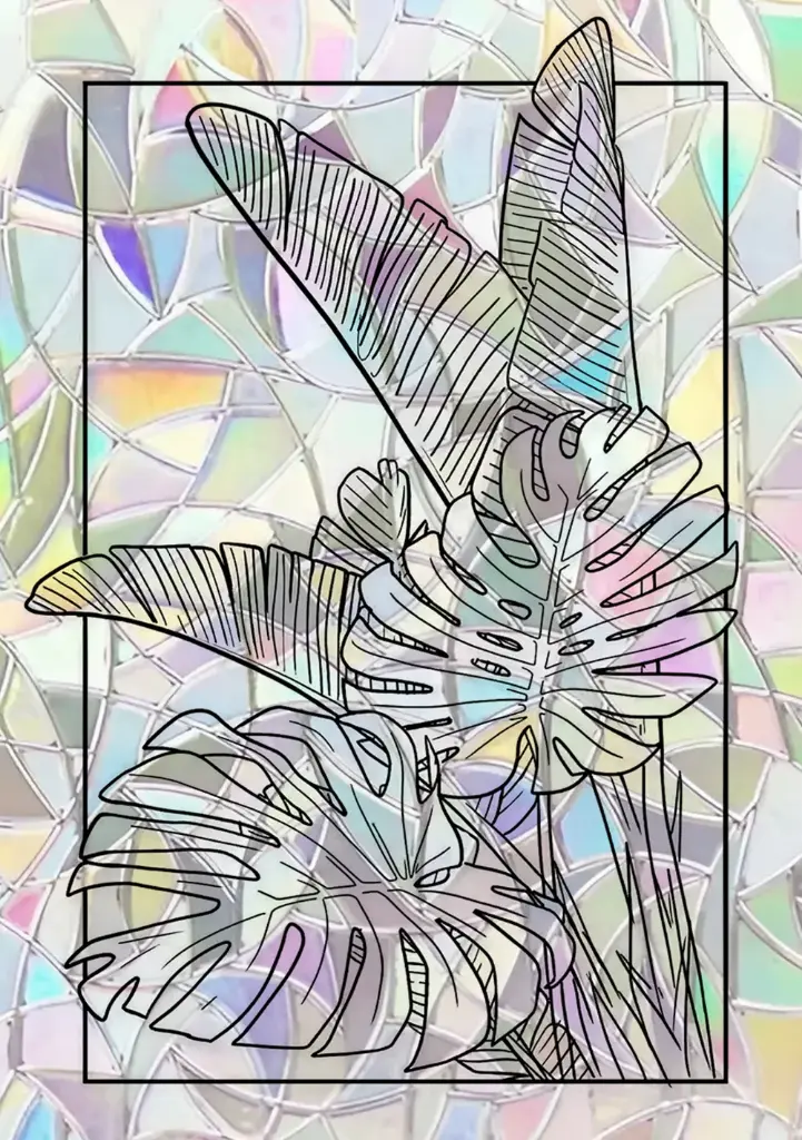 Sticker Suncatcher (Atrapasol) - 011. Hojas tropicales