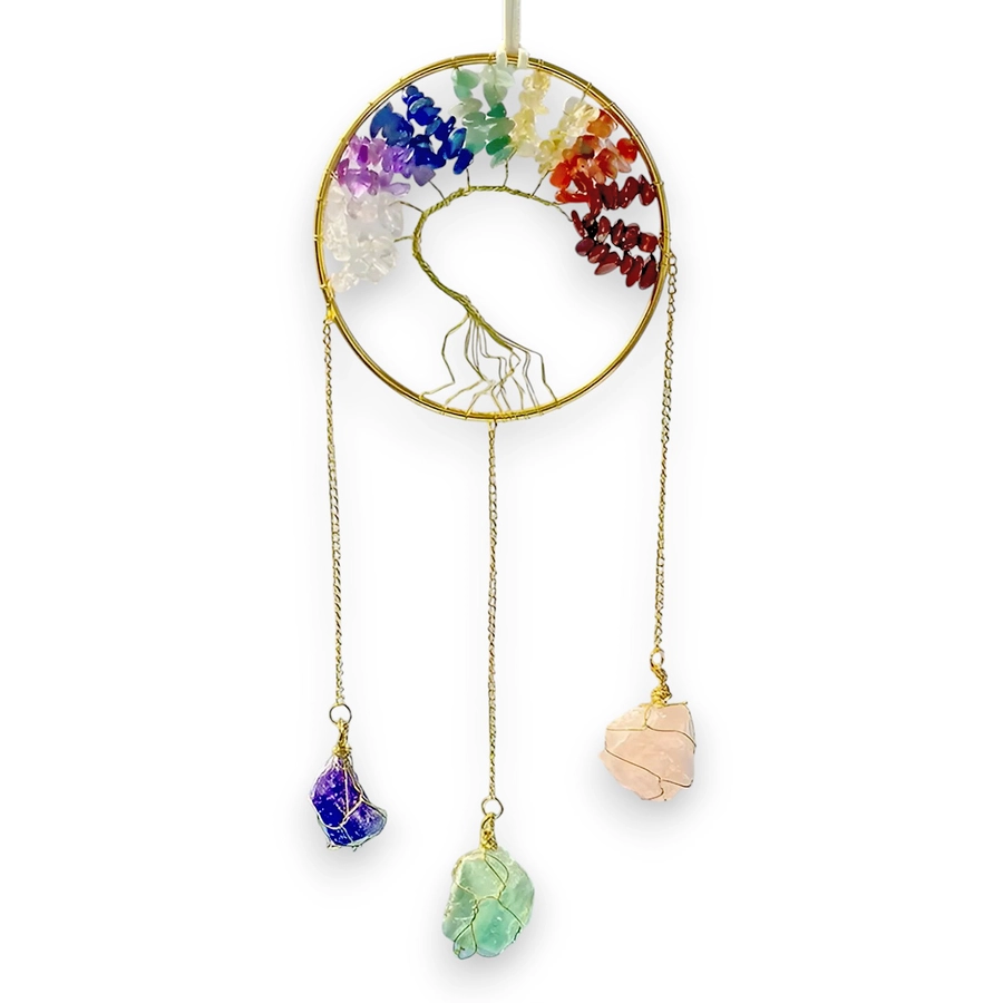 Colgante de Cristales - Arbol de la vida 7 chakras. Grande (40x10cm)