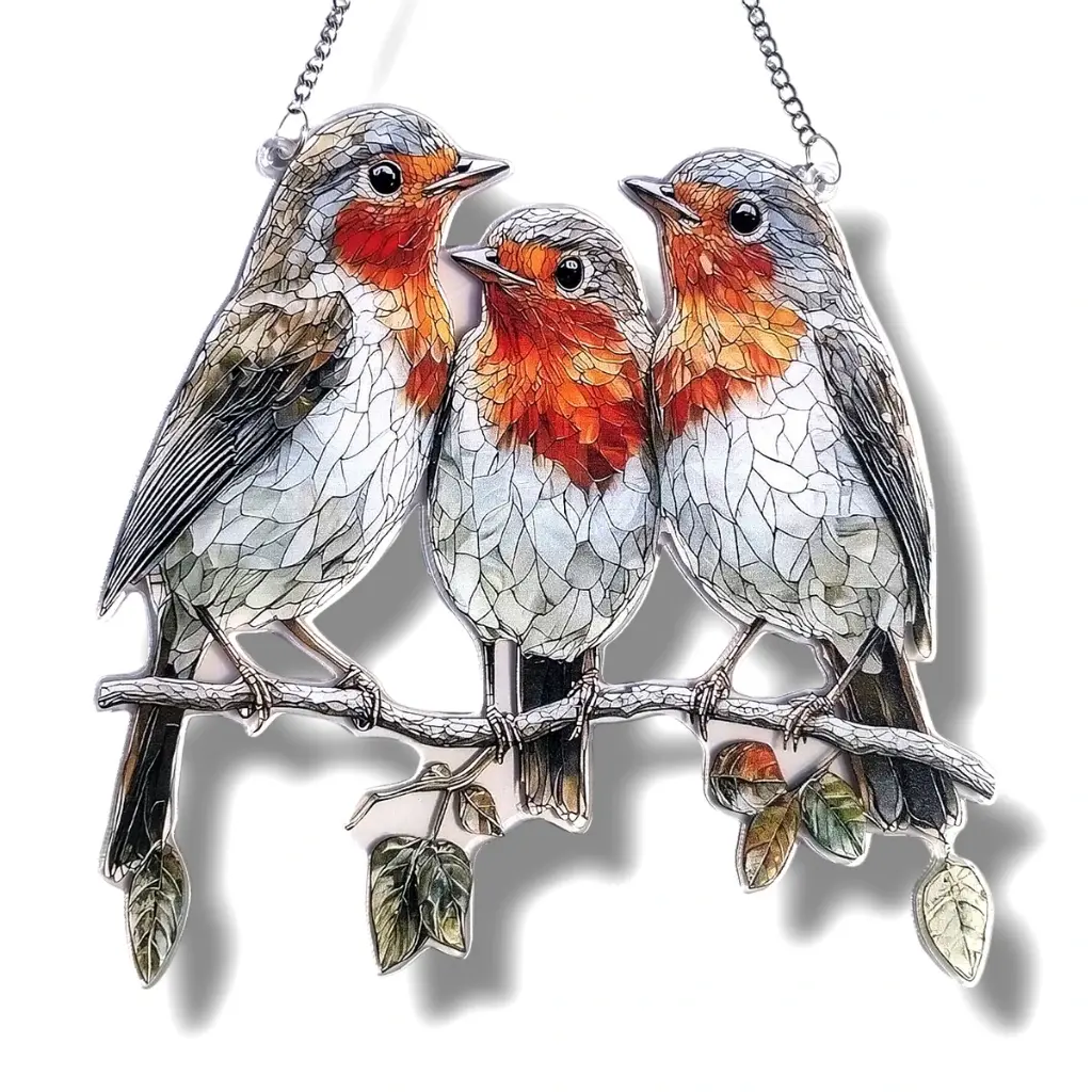 Colgante Plano de Acrílico - 3 Pájaros (22x20cm)