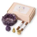 Kit Portasahumerio/Portavela - Flor de Loto de Resina y Cristales (8cm)