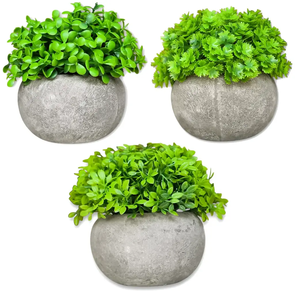 Maceta Cemento Hojas Verdes (Surtido)