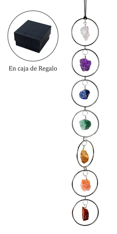 Colgante de Cristales - Los 7 Anillos de chakras (45cm)