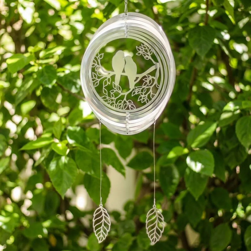 [WINAP-105] WindSpinner Premium 33cm - Pajaritos enamorados (Acero Inox.)