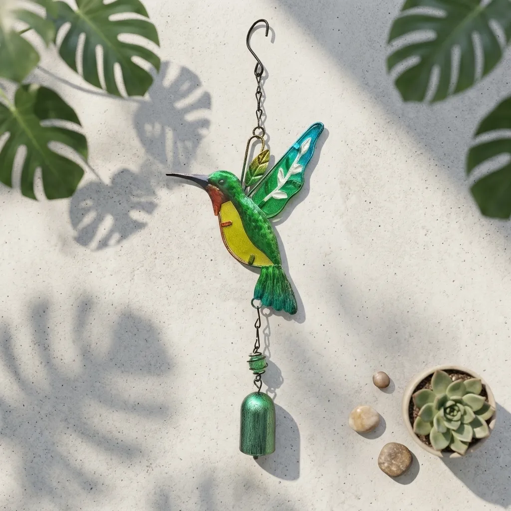 [ONC-025] Colgante Metal Colibri con Campanita - 38cm Alto