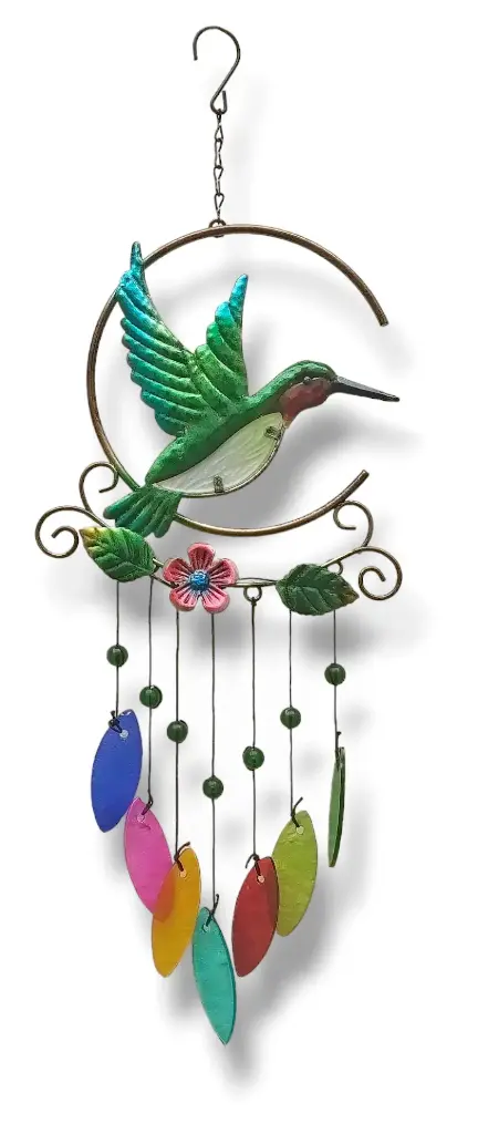 [ONC-026] Colgante Metal Colibri con Hojas colores - 52cm Alto