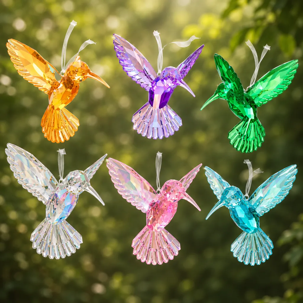 Colibrí de Acrilíco Tornasolado (10x10x7cm)