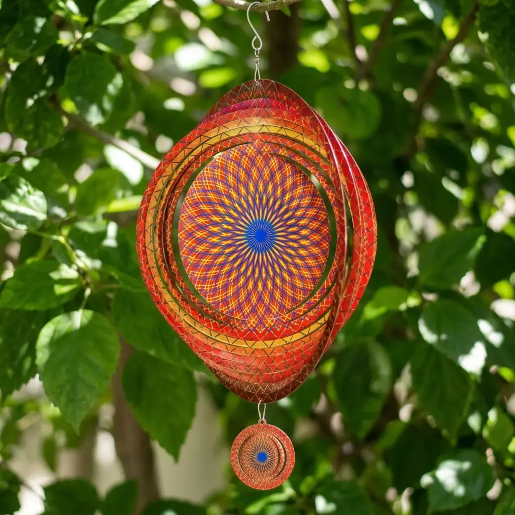 [WINUV30-019] Windspinner Pintado 30cm - Mandala Sagrado Naranja (Brillante)