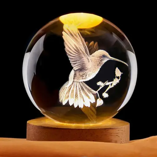 [IMP-134] Lamp. Esfera de Vidrio - Colibrí (6cm)
