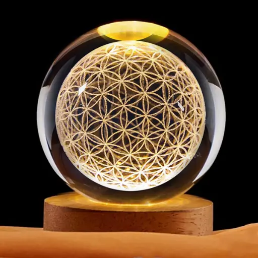 [IMP-136] Lamp. Esfera de Vidrio - Flor de la vida (6cm)
