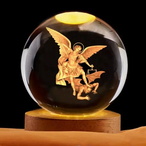 [IMP-132] Lamp. Esfera de Vidrio - Arcángel Miguel (6cm)