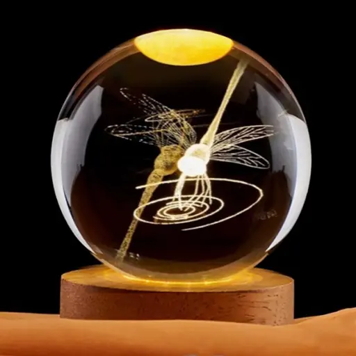 [IMP-144] Lamp. Esfera de Vidrio - Libélula (6cm)