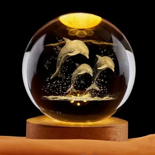 [IMP-128] Lamp. Esfera de Vidrio - 3 Delfines saltando (6cm)