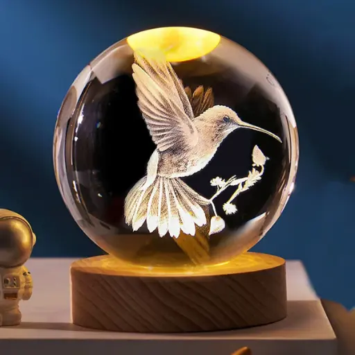 [IMP-135] Lamp. Esfera de Vidrio - Colibrí (8cm) 