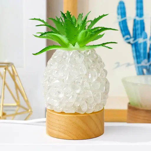[IMP-126] LIQUIDACIÓN - Lampara de Piña - Cuarzo cristal (12x5cm)