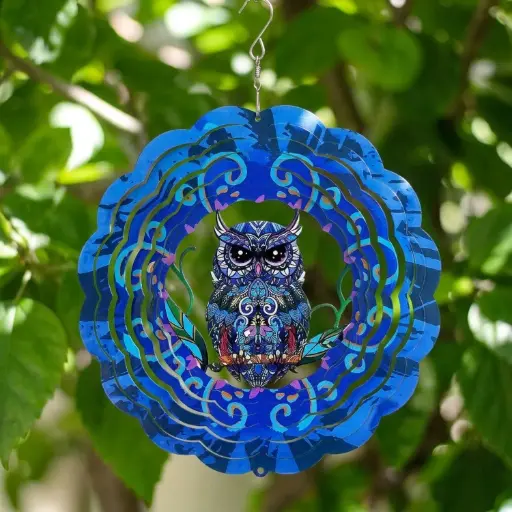 [WINUV30-001] Windspinner Pintado 30cm - Buho Azul Profundo (Liquidacion)