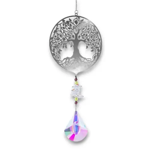 [IMP-029] Colgante Atrapasol de Acero Inox. - Árbol de la vida (35x9cm)