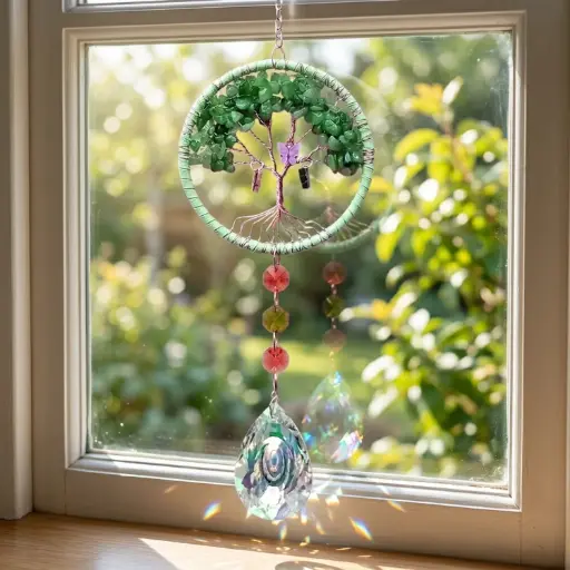[IMP-059] Colgante de Cristales - Arbol de Cuarzo verde 10cm
