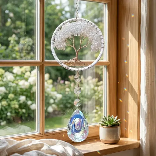 [IMP-057] Colgante de Cristales - Arbol de Cuarzo blanco 10cm