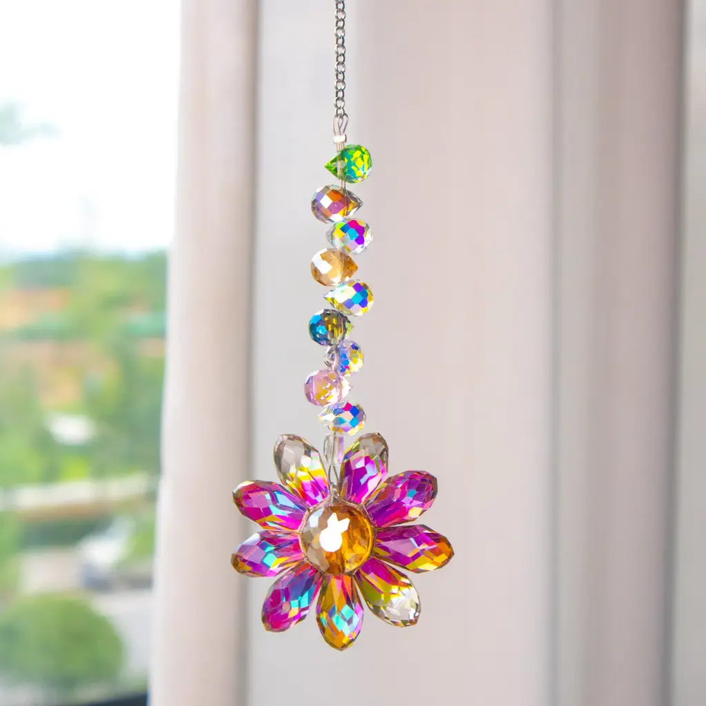 Colgante Atrapasol - Flor de Cristales (28x5cm)
