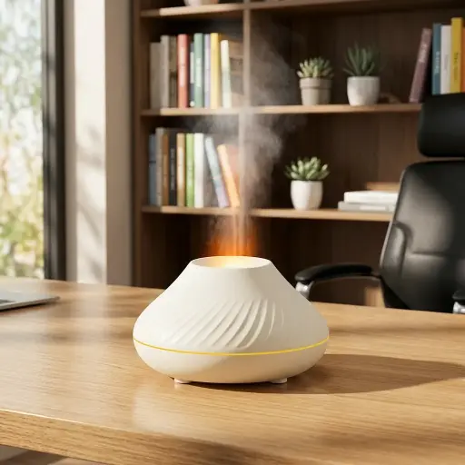 [HUM-015] Humidificador USB Fogata REDONDO (Blanco) (Sin filtro - Apto Aceite)