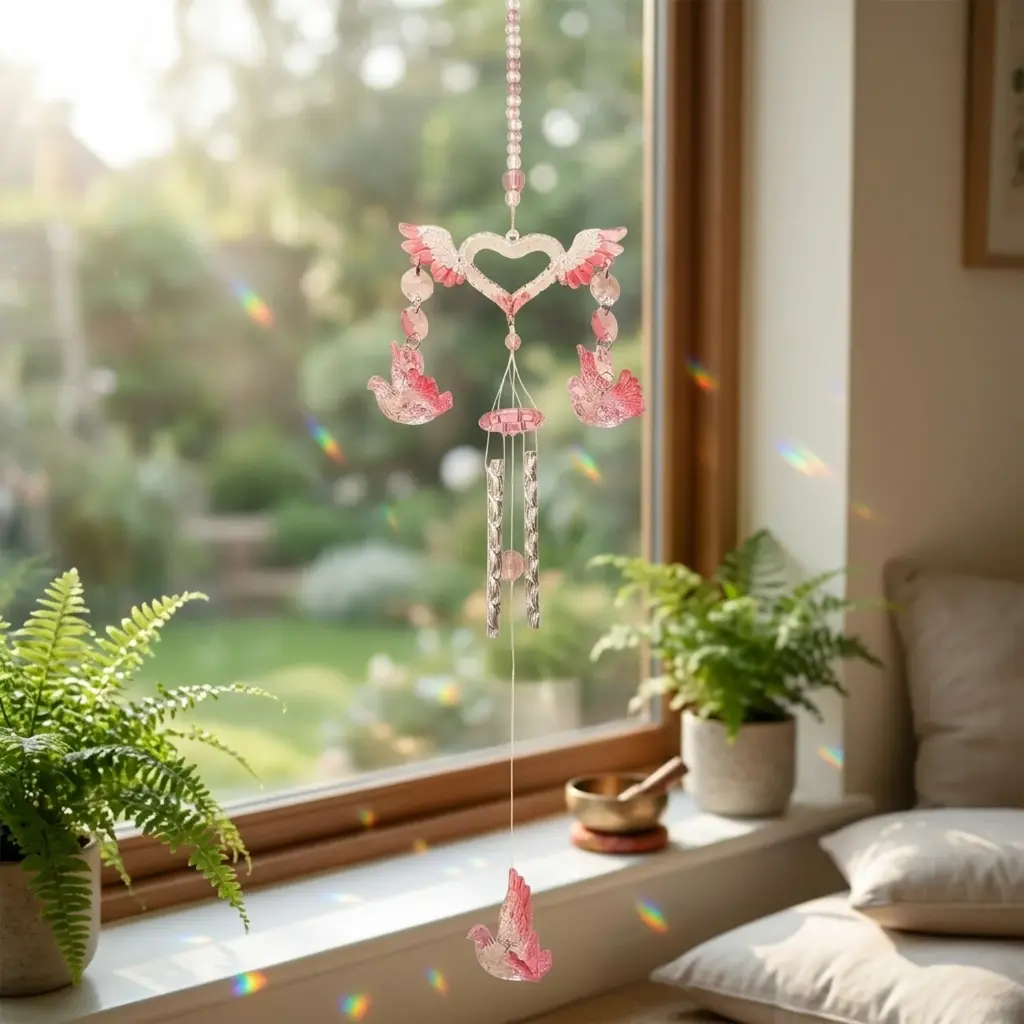 [ONC-047] Llamador de Angeles - Corazón alado palomas (40x11cm)