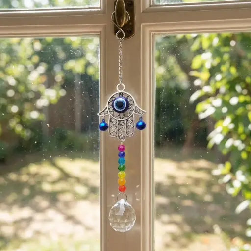 [ONC-006] Atrapasol - Mano fátima chica con Ojo turco (26x6cm)