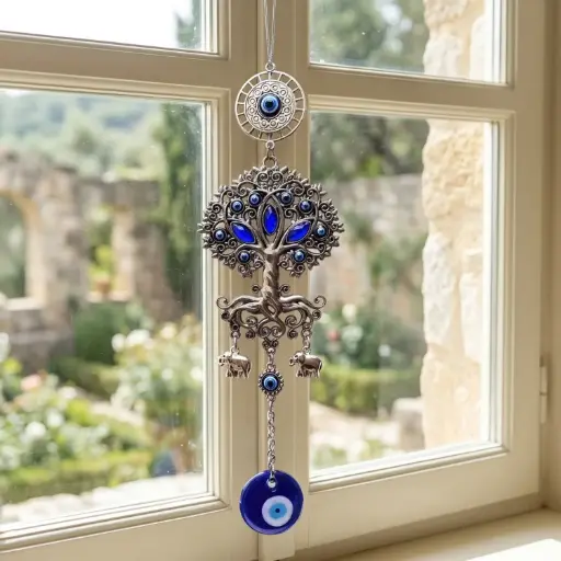 [ONC-014] Colgante - Árbol de la vida con Ojo Turco Grande (23x7cm)