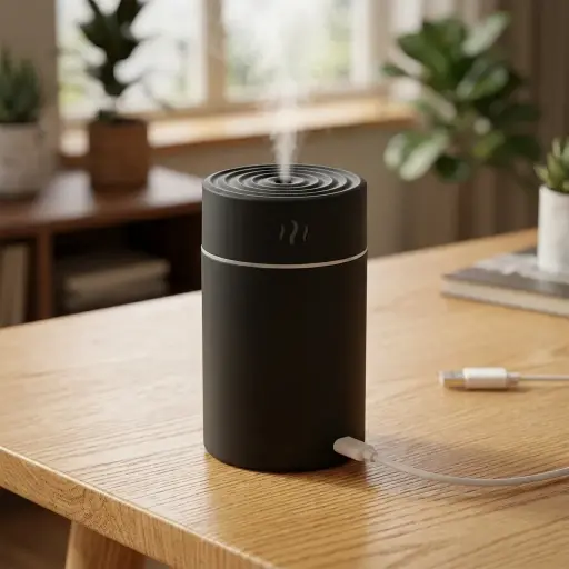 [HUM-002] Humidificador USB cilíndrico Color NEGRO (Ideal para autos) 