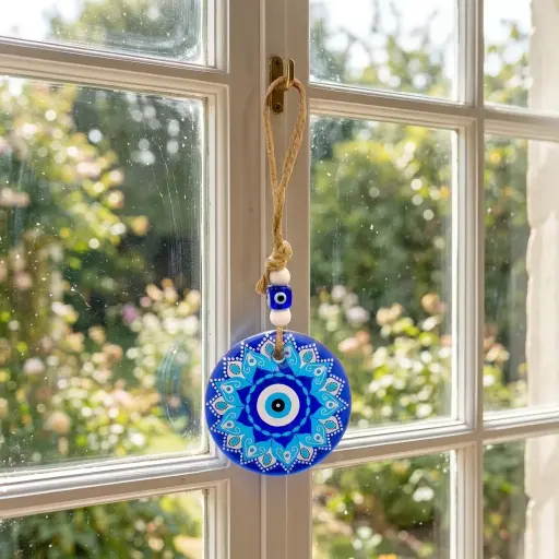 [IMP-207] Colgante - Ojo turco con soga GRANDE (20x8cm)