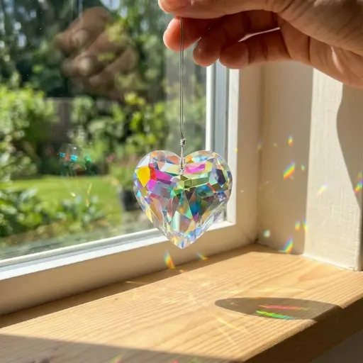 [IMP-188] Atrapasol - Corazon de vidrio transparente grande (4,5cm)