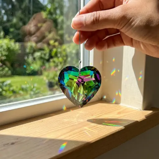 [IMP-189] Atrapasol - Corazon de Vidrio Verde Grande (4,5cm)