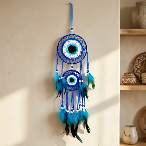 [ONC-012] Atrapasueños Crochet -  Ojo Turco Doble (66x16cm)