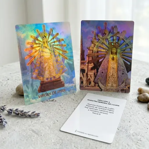 [ONC-058] Promo x10 - Estampita Holográfica - Virgen Luján (8cm)