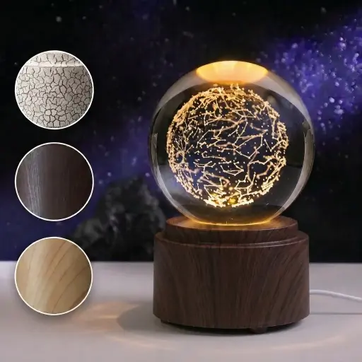 [IMP-259] Lamp. Esfera de Vidrio GIRATORIA - Constelaciones (6cm)