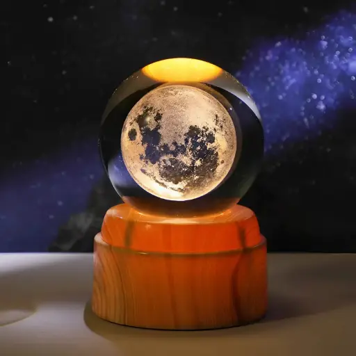[IMP-261] Lamp. Esfera de Vidrio GIRATORIA - Luna Llena (6cm)