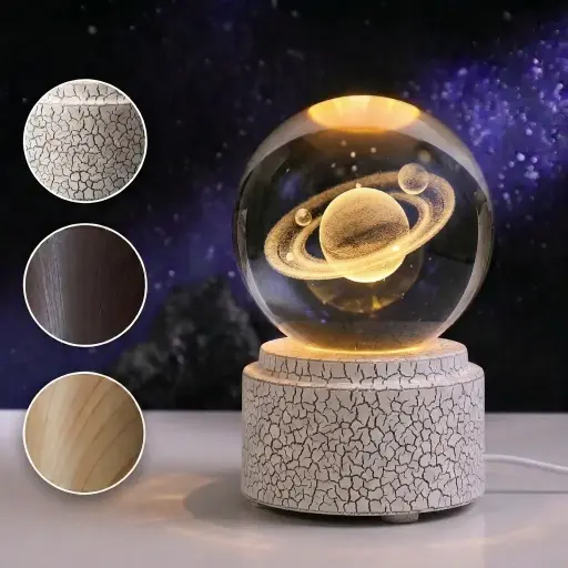 [IMP-264] Lamp. Esfera de Vidrio GIRATORIA - Saturno (6cm)