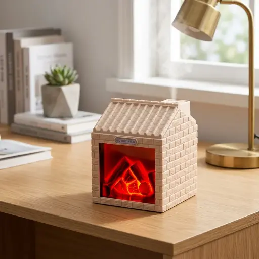 [HUM-023] Humidificador USB Casa con fogata 10,5x8,5cm 