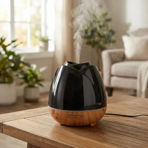 [HUM-021] Humidificador USB Rosa Negra 16x16cm 400ml (Sin filtro - Apto Aceite)