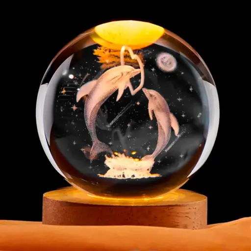 [IMP-268] Lamp. Esfera de Vidrio - Pareja Delfines (6cm)